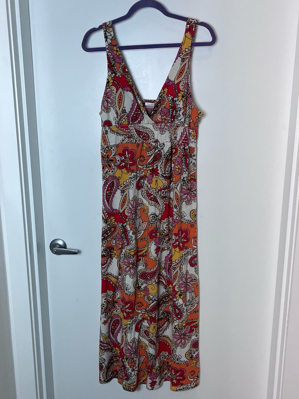 Y2K No Boundaries Sleeveless Paisley Maxi Dress Red Orange‎ Beach Floral